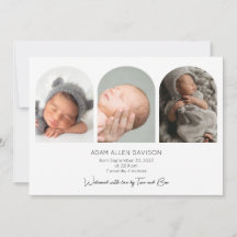 Moderne Foto Collage Birth Announccard