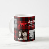 Moderne FOTO COLLAGE Buffalo Karierte Liebe Kaffeetasse (Vorderseite Links)
