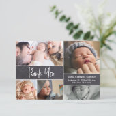 Moderne Foto Collage Chalkboard Babydusche Dankeskarte (Stehend Vorderseite)