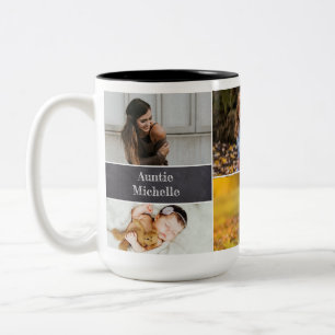 Moderne Foto Collage Chalkboard Custom Auntie Zweifarbige Tasse