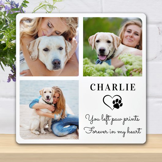 Moderne Foto Collage Custom Pet Dog Memorial Fotoplatte