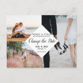 Moderne Foto Collage Diamond Chic ändern das Datum Postkarte (Vorderseite)