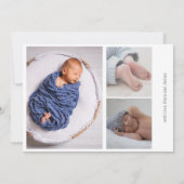 Moderne Foto-Collage, die GEBURTSANKÜNDIGUNG Einladung (Rückseite)