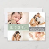 Moderne Foto-Collage Einführung Green Baby Boy Magneteinladung (Vorderseite)