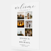 Moderne Foto Collage Elegante Hochzeit Willkommen Acrylschild (Winkel)