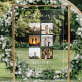 Moderne Foto Collage Elegante Hochzeit Willkommen Acrylschild