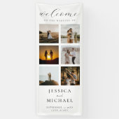 Moderne Foto Collage Elegante Hochzeit Willkommen Banner (Vertikal)