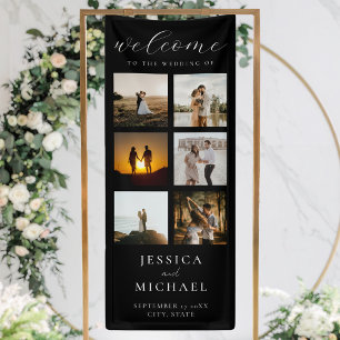 Moderne Foto Collage Elegante Hochzeit Willkommen Banner
