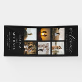 Moderne Foto Collage Elegante Hochzeit Willkommen Banner (Horizontal)