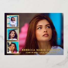 Moderne Foto Collage Eleganter Abschluss Folieneinladung