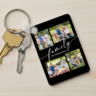 Moderne Foto-Collage Familien Schriftzug Andenken Schlüsselanhänger