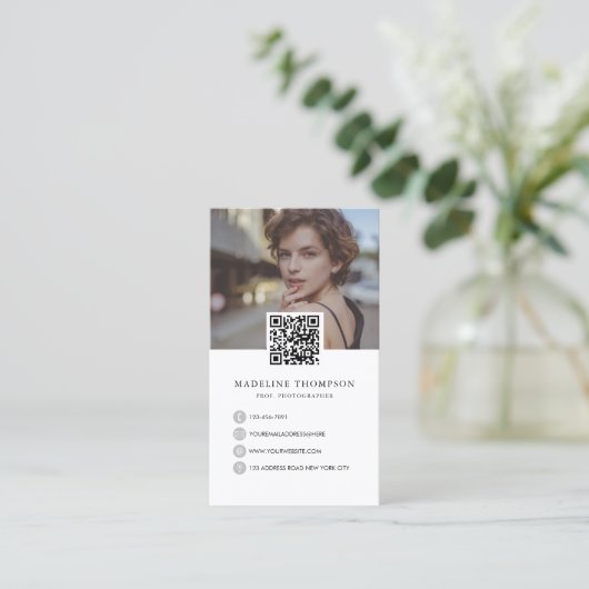 Moderne Foto Collage Fotograf Business Card Visitenkarte (Stehend Vorderseite)