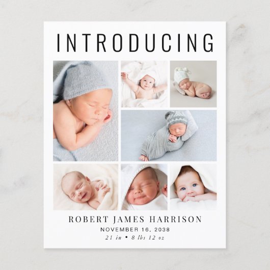 Moderne Foto Collage Geburtsankündigung (Vorderseite)