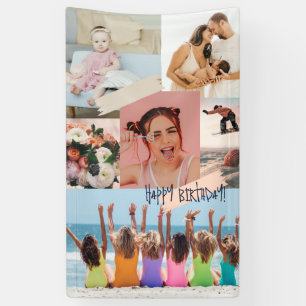 Moderne Foto Collage Glücklich Geburtstag Niedlich Banner