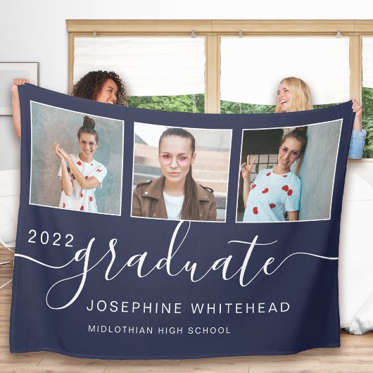 Moderne Foto Collage Graduate Navy Blue Fleecedecke