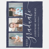 Moderne Foto Collage Graduate Navy Blue Fleecedecke (Vorderseite)