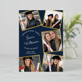 Moderne Foto Collage Graduation Party Folieneinladung (Stehend vorne)