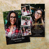 Moderne Foto Collage Graduation Party Goldene Fore Folieneinladung