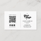 Moderne Foto-Collage-Haarflechter-QR-Code-Logo Visitenkarte (Rückseite)