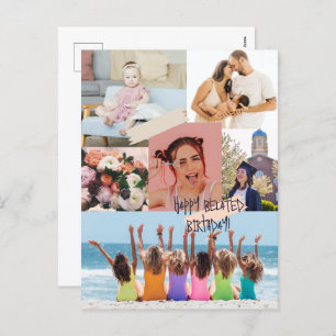 Moderne Foto Collage Happy verspätete Geburtstagsk Feiertagspostkarte