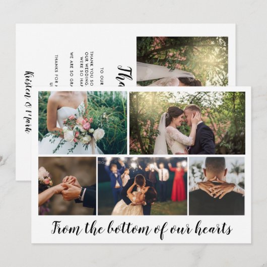 Moderne Foto-Collage Hochzeit Danke (Vorne/Hinten)