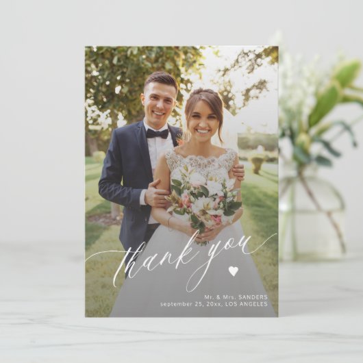 Moderne Foto Collage Hochzeit druckbar Vielen Dank Einladung (Stehend Vorderseite)