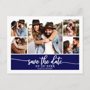 Moderne Foto-Collage Hochzeit Save The Date Postkarte
