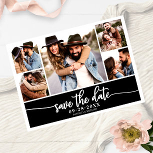 Moderne Foto-Collage Hochzeit Save The Date Postkarte