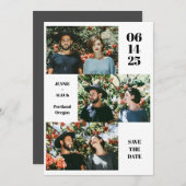 Moderne Foto Collage Layout Spaß White Chic Hochze Save The Date (Vorne/Hinten)