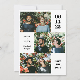 Moderne Foto Collage Layout Spaß White Chic Hochze Save The Date