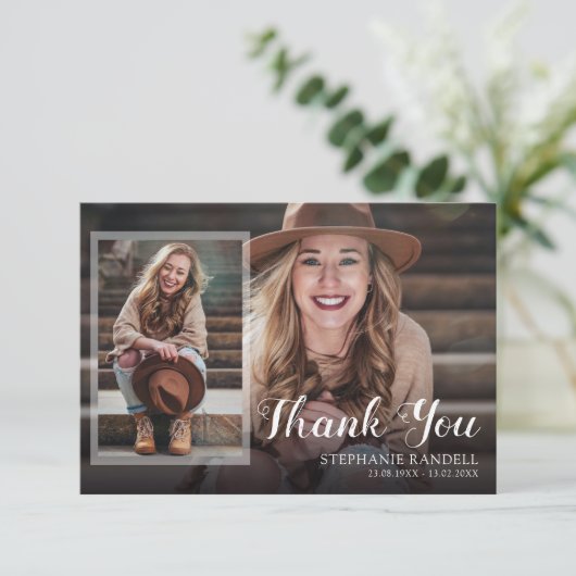 Moderne Foto Collage & Message Dankeskarte (Stehend Vorderseite)