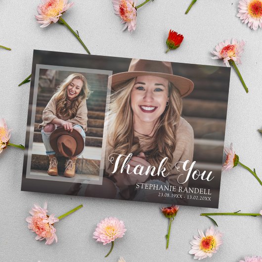 Moderne Foto Collage & Message Dankeskarte
