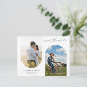 Moderne Foto Collage Minimale Hochzeit retten das  Postkarte (Stehend Vorderseite)