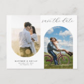 Moderne Foto Collage Minimale Hochzeit retten das  Postkarte (Vorderseite)