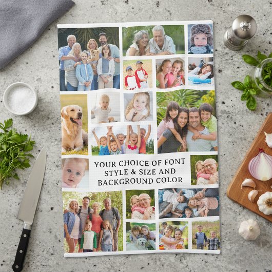 Moderne Foto-Collage mit 19 Bildern in individuell Geschirrtuch