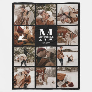 Moderne Foto Collage Mit Monogramm Keepake Fleecedecke
