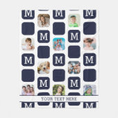 Moderne Foto Collage Monogram Navy MED. Fleecedecke (Vorderseite)