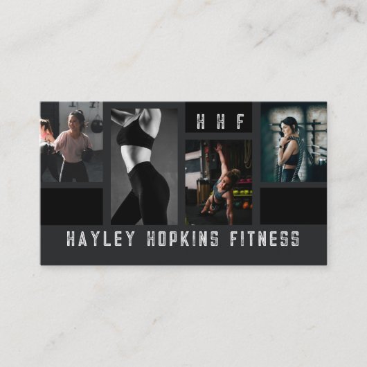 Moderne Foto Collage Personal Trainer Fitness Visitenkarte (Vorderseite)