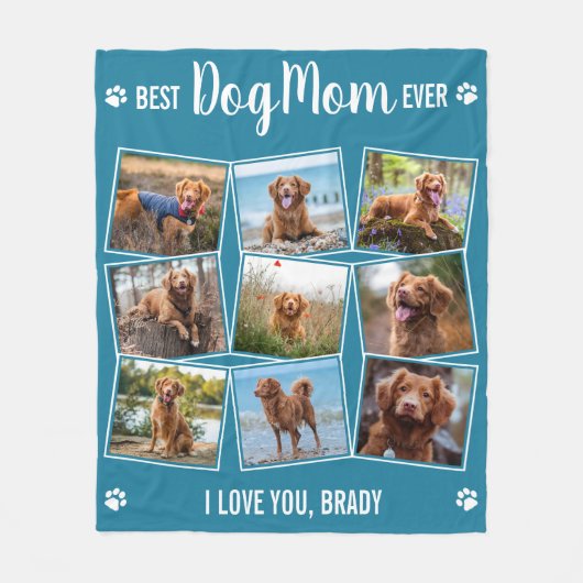 Moderne Foto Collage Pet Personalisiert Hunde Mama Fleecedecke (Vorderseite)