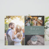 Moderne Foto Collage Pine Green Wedding Vielen Dan (Stehend Vorderseite)