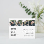 Moderne Foto Collage QR CODE Hochzeit speichern da Ankündigungspostkarte (Stehend Vorderseite)