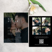 Moderne Foto Collage QR Code Hochzeitseinladung