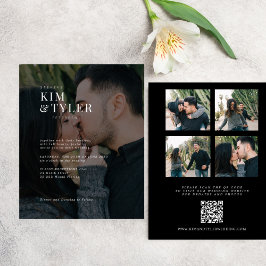 Moderne Foto Collage QR Code Hochzeitseinladung