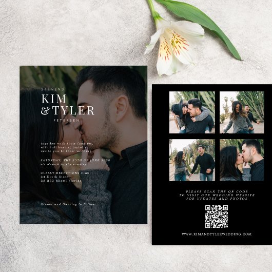 Moderne Foto Collage QR Code Hochzeitseinladung