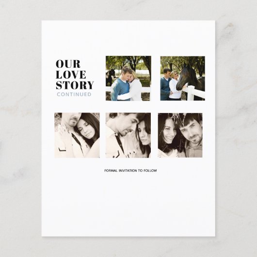 Moderne FOTO Collage Rett Dates Dusty Blue (Rückseite)