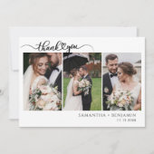 Moderne Foto Collage Script Hochzeit Dankeskarte (Vorderseite)