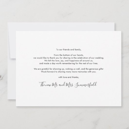 Moderne Foto Collage Script Hochzeit Dankeskarte (Rückseite)