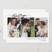 Moderne Foto Collage Script Hochzeit Dankeskarte (Vorne/Hinten)