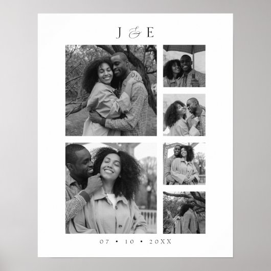 Moderne Foto Collage Script Monogram Paare Poster (Vorne)