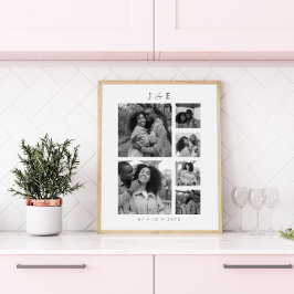Moderne Foto Collage Script Monogram Paare Poster